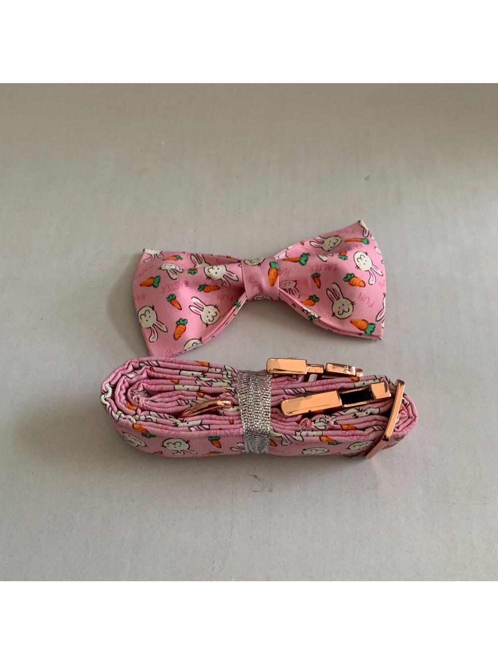 Unique Style Paws Adjustable Cotton Dog Collar With Bowtie Large Dog